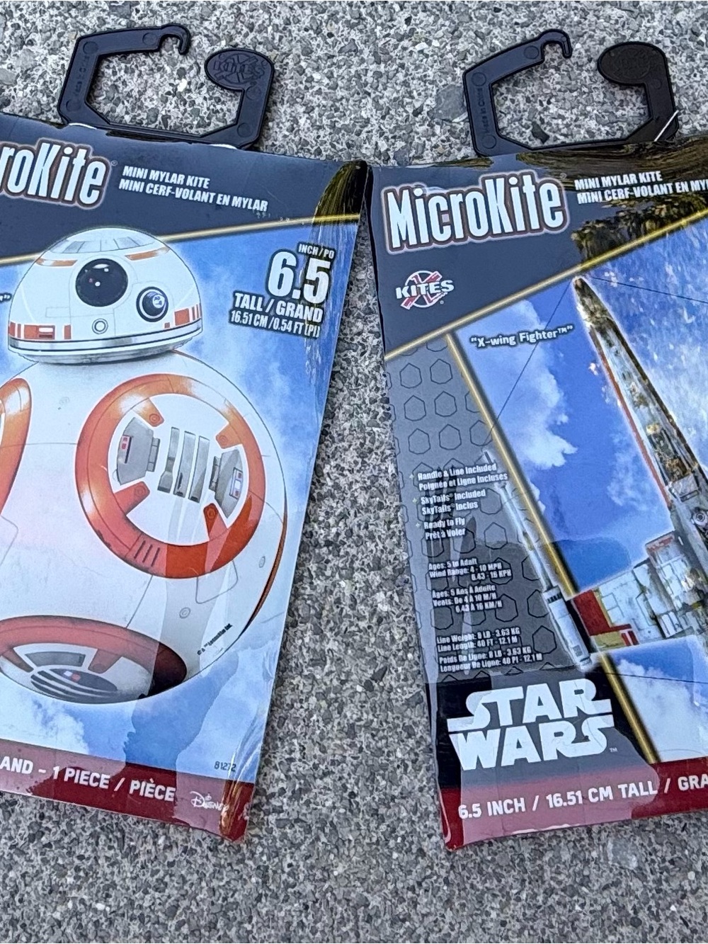 4 Star Wars Mylar Kites - BB-8, R2-D2, Millennium Falcon, X-wing Fighter